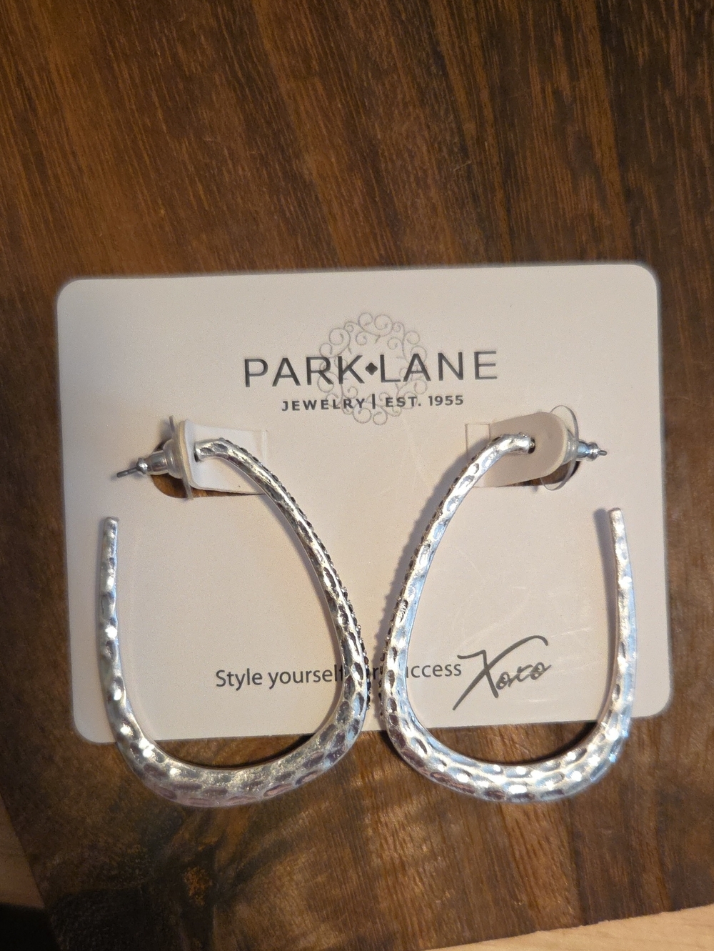 Park Lane Textured Silver Open Hoop Earrings - Goddess
